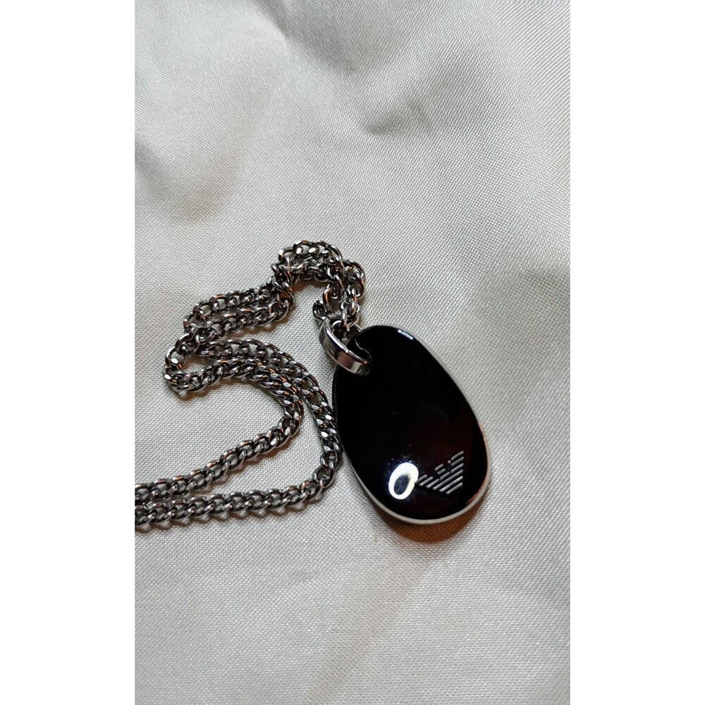 Emporio Armani Stainless Steel Teardrop Pendant Necklace 24" Infinity Chain - Picture 5 of 9